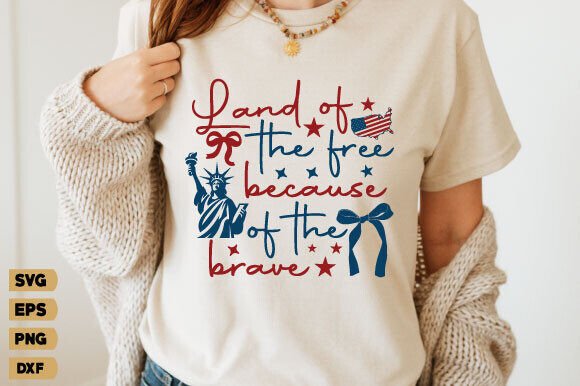 A Patriotic Touch: Land of the Free, America Coquette Png for T-Shirt Designs