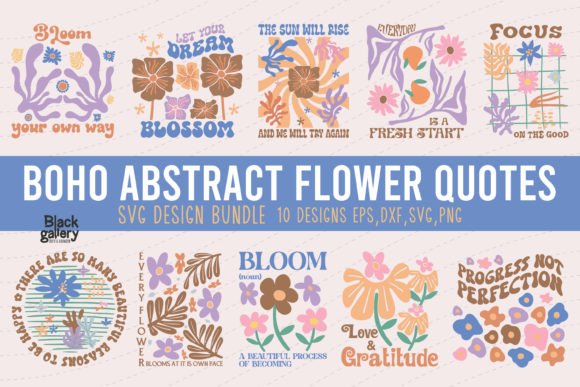 Boho Abstract Flower Quote SVG for T-Shirt Designs & Graphics
