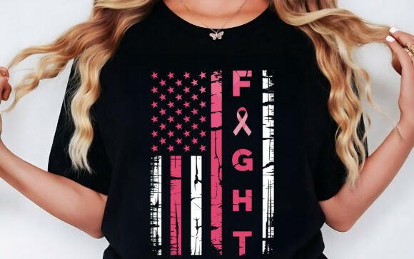 Fight Flag Breast Cancer Awareness SVG