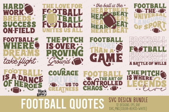 Football Quote SVG EPS PNG Bundle for T-Shirt Designs